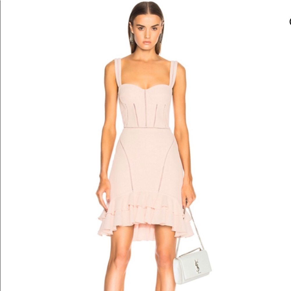 Jonathan Simkhai Pale Blush Ruffled Bustier Mini Dress